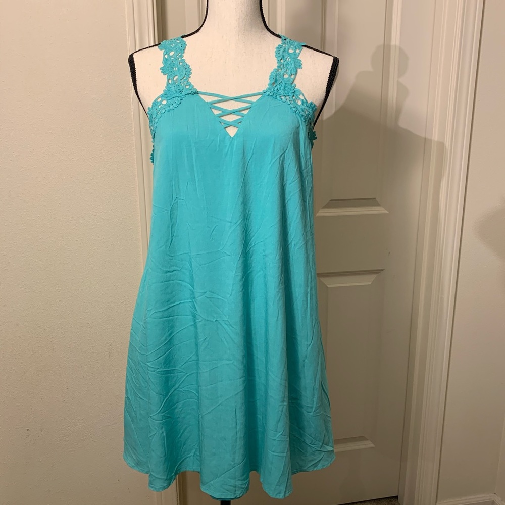 Love Riche Sea Blue/Green Lace Detailed Dress L